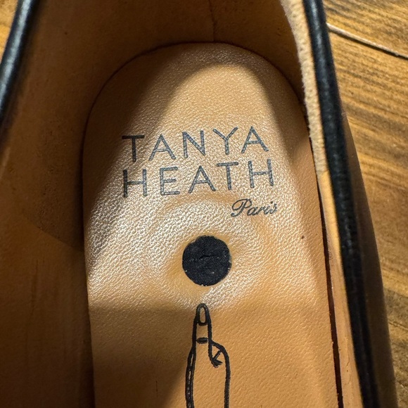Tanya Heath Shoes Classic Pump Size 41 Almond toe black leather Made in France - Picture 4 of 9